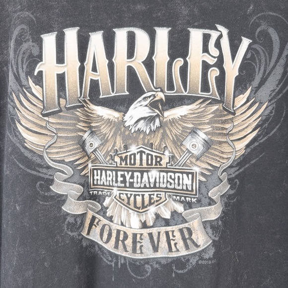 Harley Davidson Womens XL Marquette MI Forever Bald Eagle Studded 3/4 Sleeve Top - Picture 6 of 16